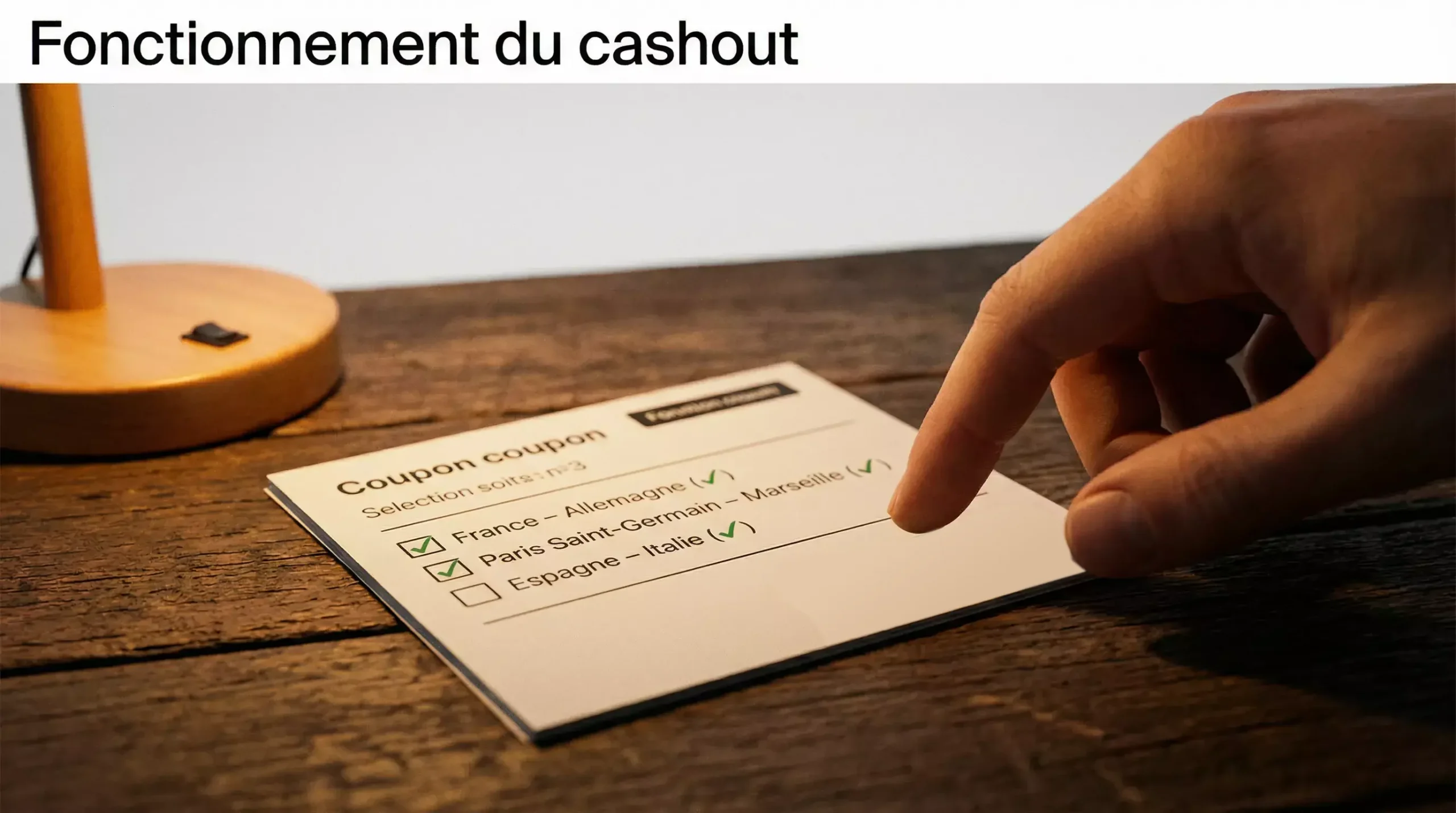 Main appuyant sur un bouton de validation sur un coupon de pari sportif