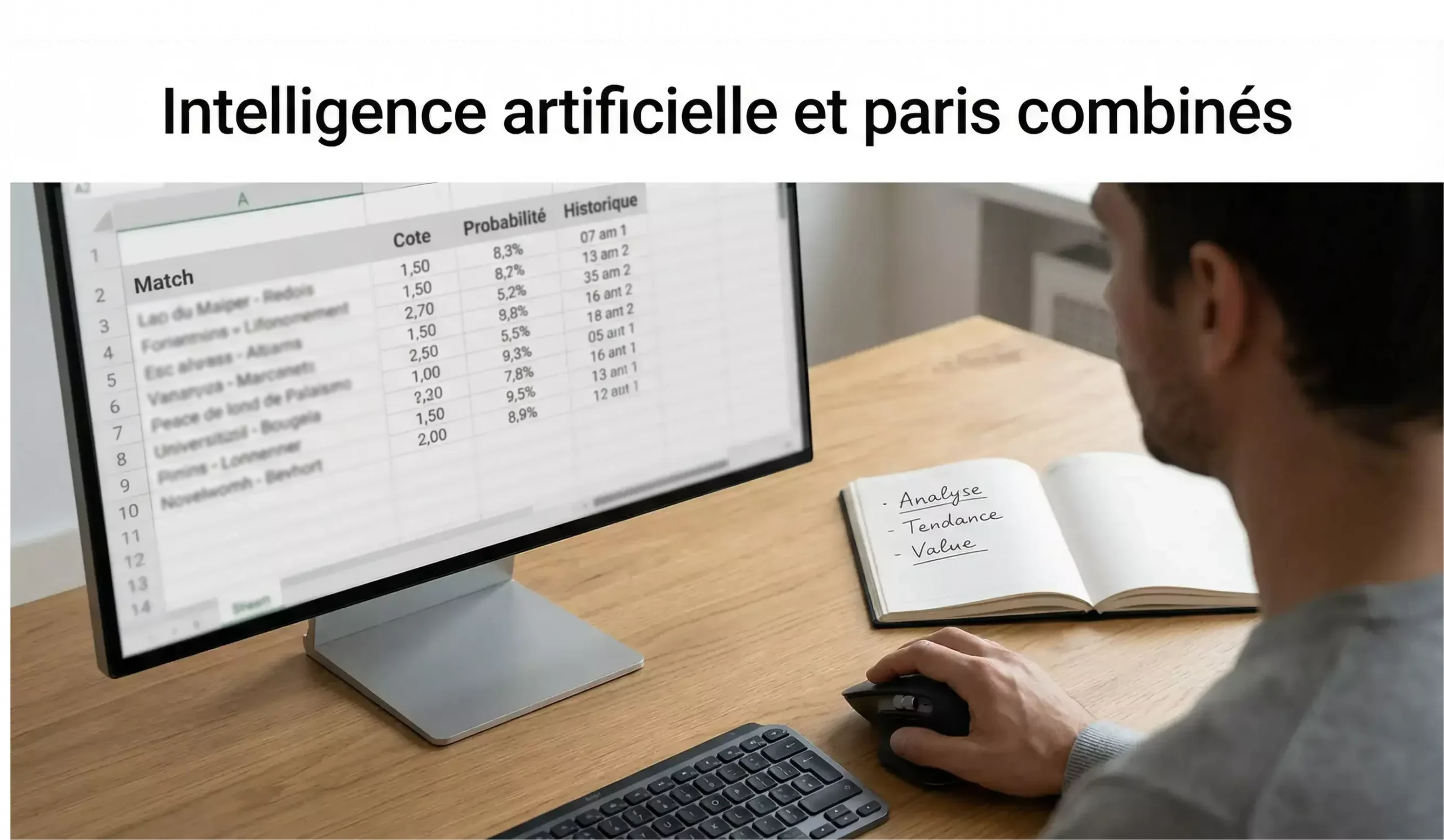 Personne analysant des données sportives sur un écran d'ordinateur moderne