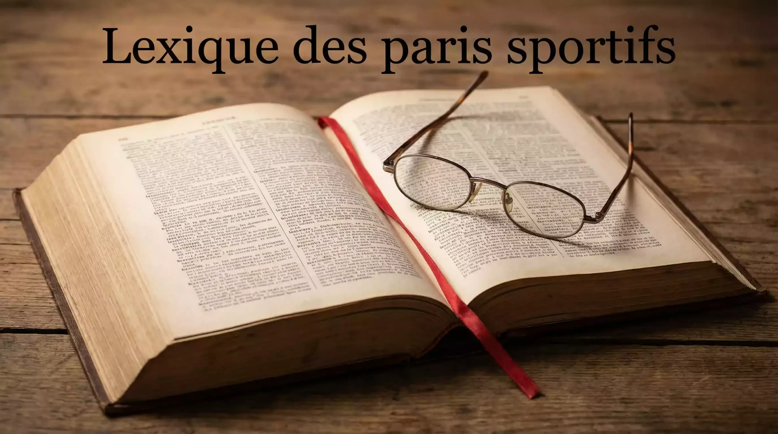 Dictionnaire ouvert sur une page de termes de paris sportifs avec signet