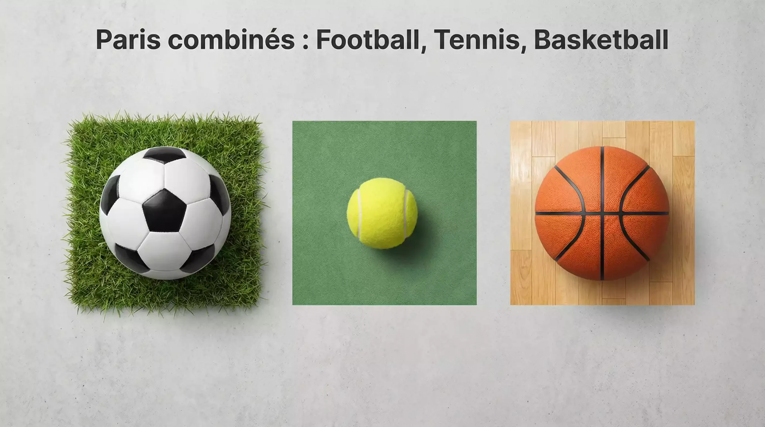 Paris combinés par sport avec un terrain de football, un court de tennis et un parquet de basketball