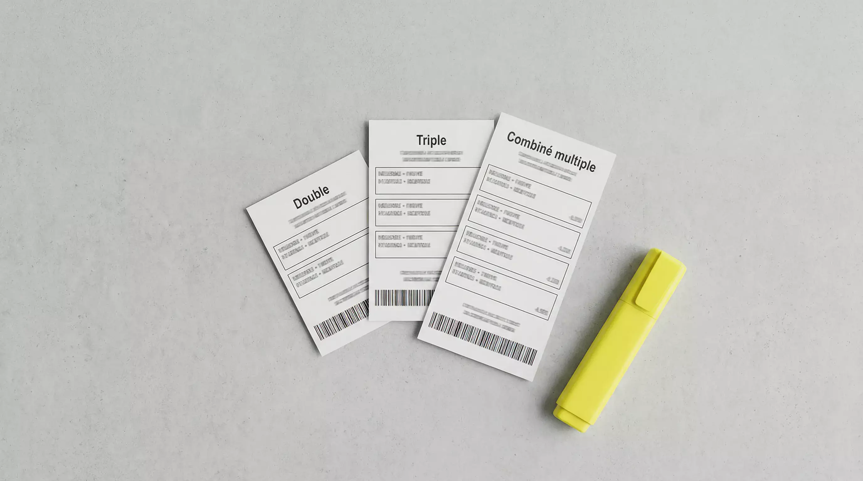 Tableau comparatif des types de paris combinés : double, triple et quadruple avec cotes et probabilités